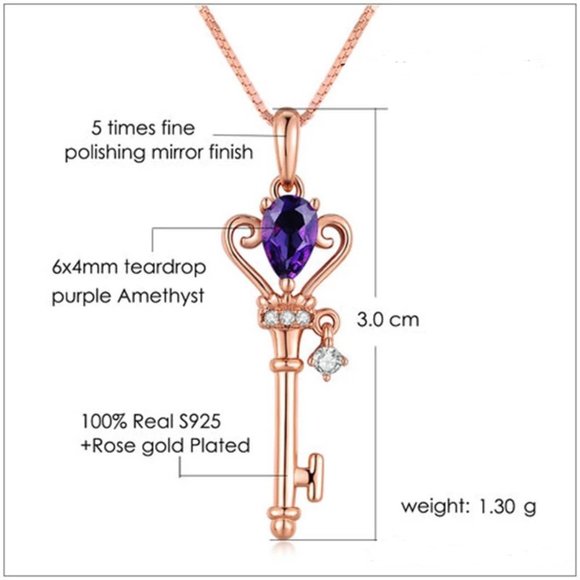 0.40ct Genuine Amethyst S925 Necklace - Picture 6 of 12